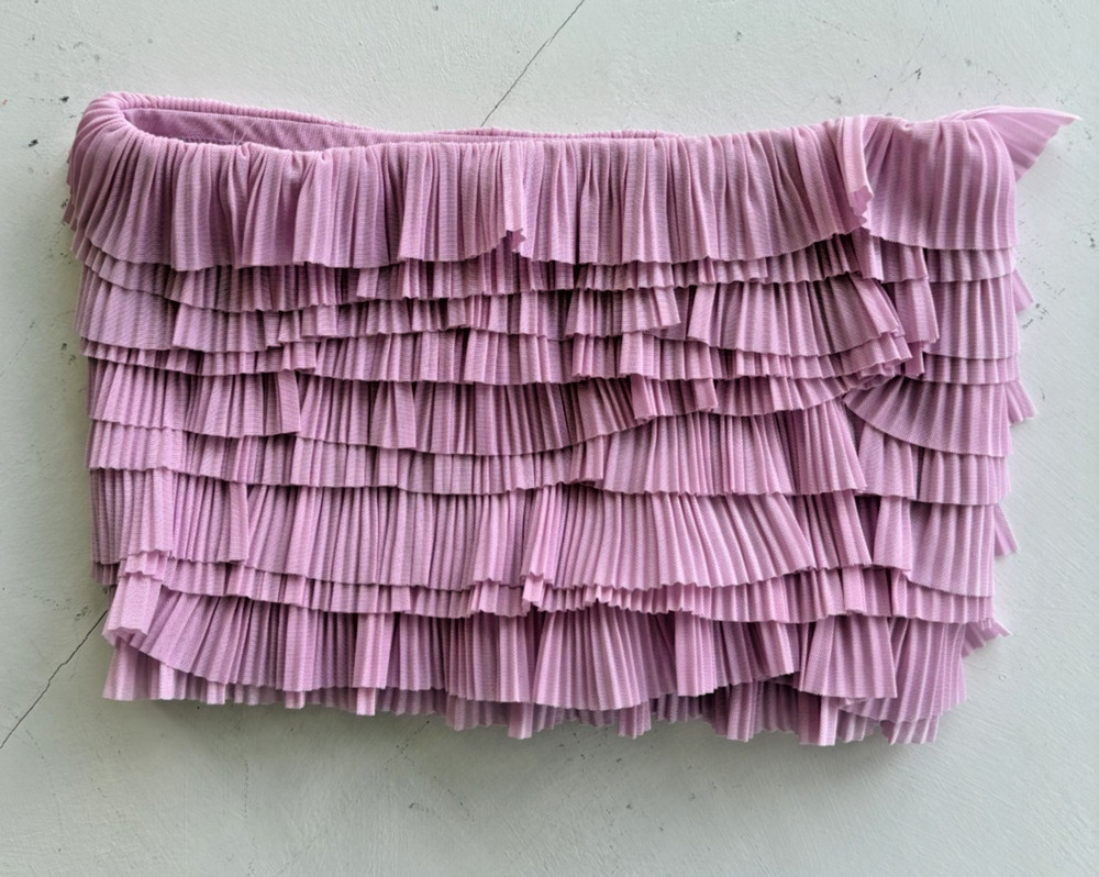 Mable Tulle Ruffle Tube Top Small Valentines Pink